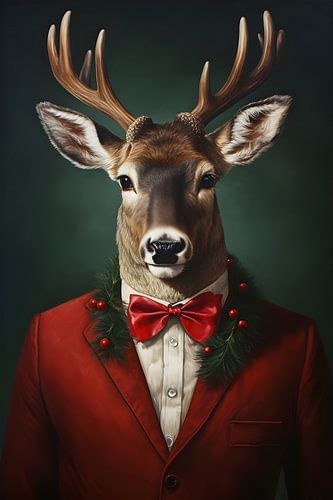 Cerf de Noël en costume