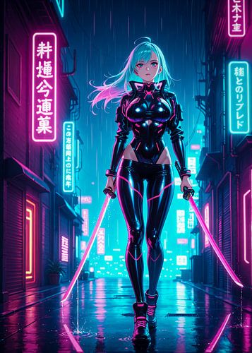 Anime Samurai Girl Japan Cyberpunk Style