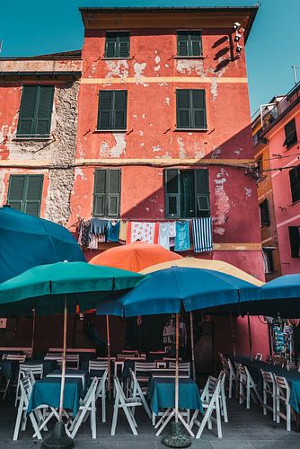 Colourful terrace in Vernazza Italy (Cinque Terre)