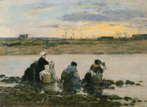 Wasvrouwen bij de rivier, Eugène Boudin