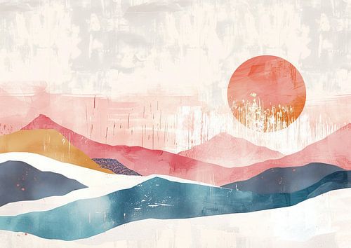 Paysage Scandinave formes colorées