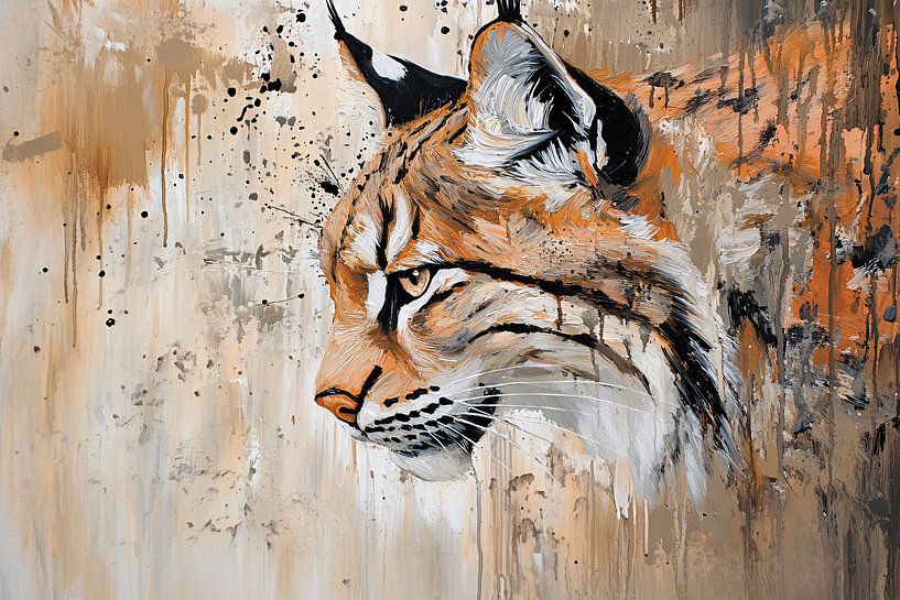 Expressieve lynx op canvas van Art & Soul Creations