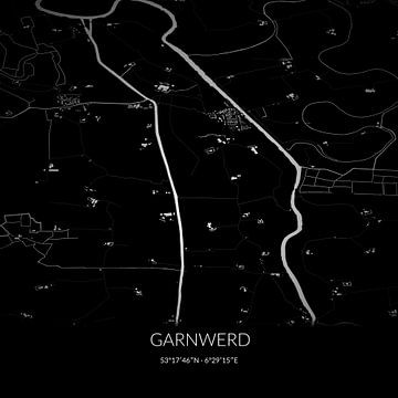 Black-and-white map of Garnwerd, Groningen. by Rezona