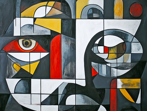 Modern Cubist Face Abstraction
