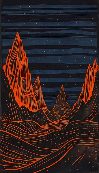 Pics cramoisis sous un ciel étoilé par Artistic