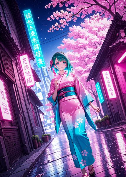 Anime Girl Sakura Cherry Blossom Spring Japan par Ruzerin