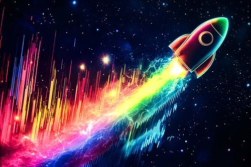 Kleurrijke raket in kosmos