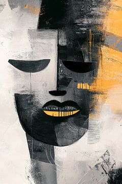 Black and white face interpretation with yellow by Poster Art Shop