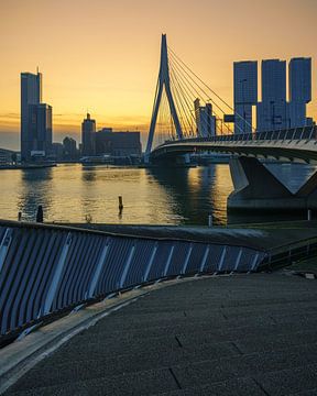 Erasmusburg in Rotterdam bei Sonnenaufgang von Mark De Rooij