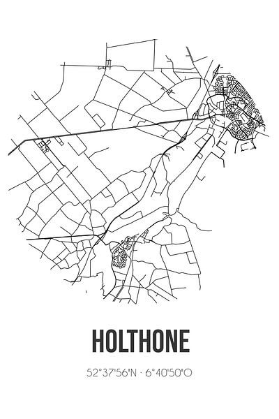 Holthone (Overijssel) | Landkaart | Zwart-wit van Stad & Wand