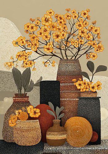 Vibrant Flower Vases by Eye catching paintings