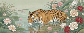 Der Tiger und der Lotus: Ein harmonischer Tanz aus Kraft und Anmut von Julian Cross