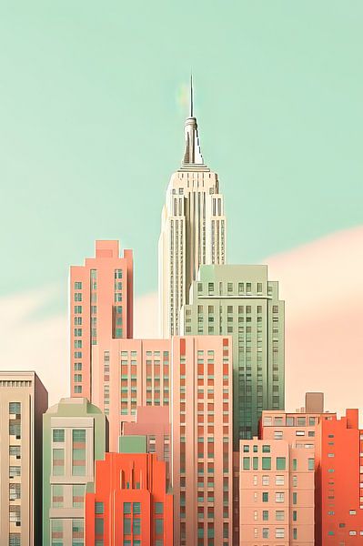 New Yorker Illustration in Pastellfarben von Thea