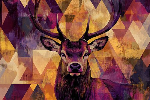 Kleurrijk hert met abstracte achtergrond