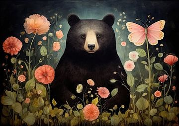Peinture de l'ours Nature sur Peinture Abstraite