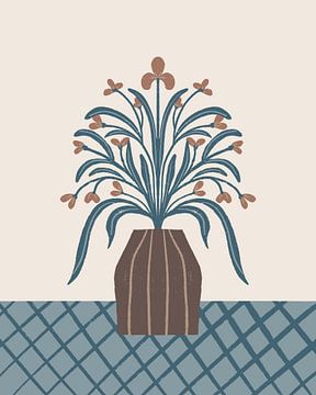 Aardse moderne vaas met bloemen