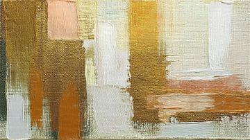 Abstracte kunst in Goud, Zalmroze en Terracotta - 3 van Studio Pieternel