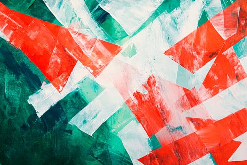 Abstracte kleurencompositie in rood-groen