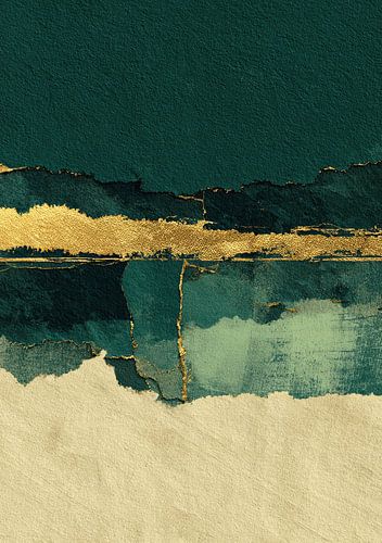 Smaragdgroene abstractie met gouden accenten