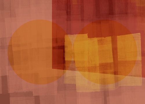 Moderne abstracte vormen in roze, terra, oker