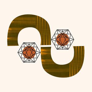 Retro Geometrie Abstrakt auf Warm Beige