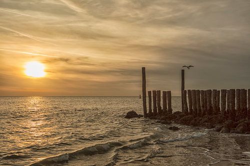 coucher de soleil en mer du Nord