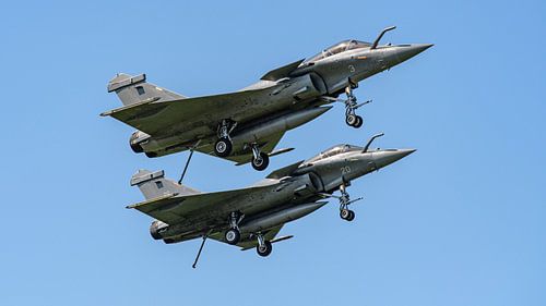 Twee Franse Rafale Marine gevechtsvliegtuigen.
