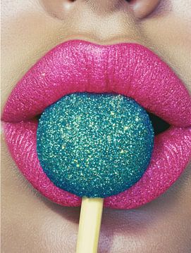 Roze lippen met lolly van Franka Poulain