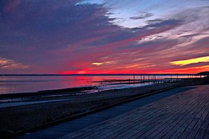 Skandinavischer Sommerlicher Sonnenuntergang in Dänemark