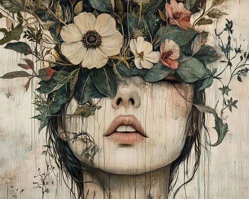 Frauenbildnis | Blumenbildnis Frau
