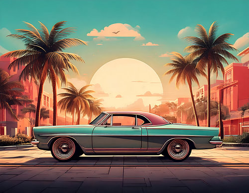 Luxe klassieke auto in een zuidelijke stad