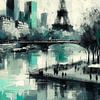 PARIS SKYLINE ABSTRACT PAINTED-1B by Pia Schneider