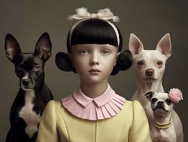 Kunstporträt "Ich und meine Hunde" von Carla Van Iersel