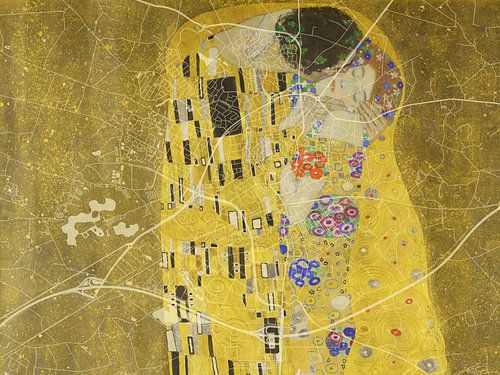 Kaart van Oldenzaal met de Kus van Gustav Klimt