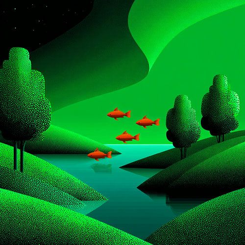 Red fish above the Emerald Valley