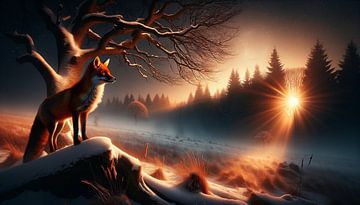 Wächter der Stille: Fuchs in der Winterdämmerung von artefacti