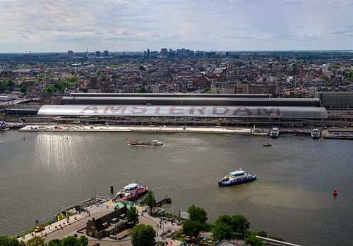 Amsterdam vanaf hoogte gezien