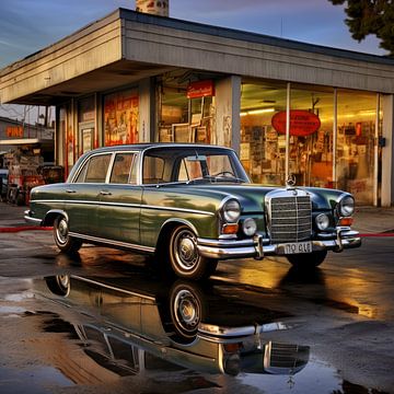 Oldtimer groen Mercedes 02 van Ellen Reografie