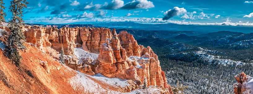 Sneeuw in Bryce Canyon, USA van Rietje Bulthuis