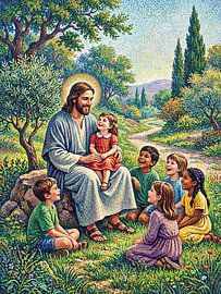 Jezus met kinderen: Zegeningen in de Heilige Tuin