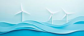 Wind turbines over a sea of waves by Poster Art Shop