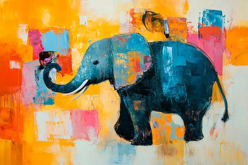Kleurrijke olifant op canvas