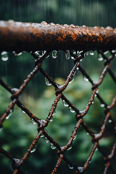 Regen auf rostigem Zaun von Art & Soul Creations