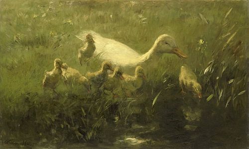 Willem Maris, White duck with chickens