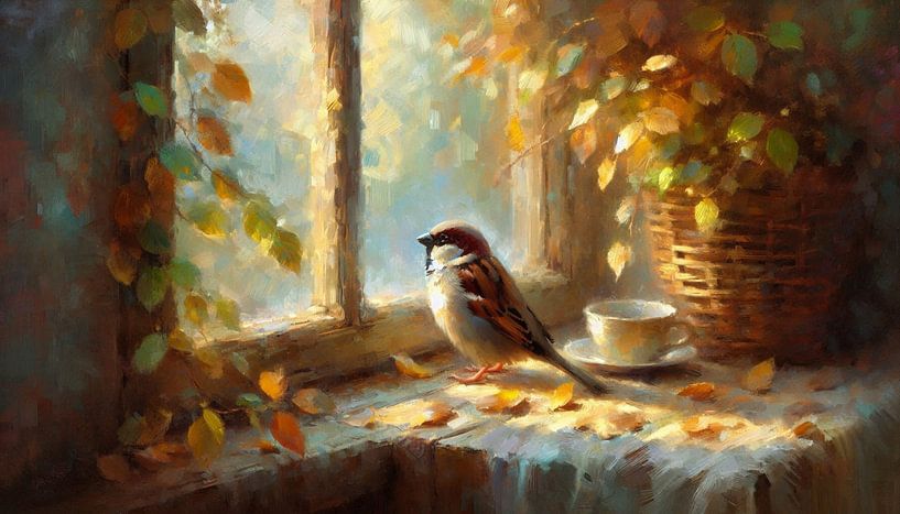 Bird at the window by Nicolette Vermeulen
