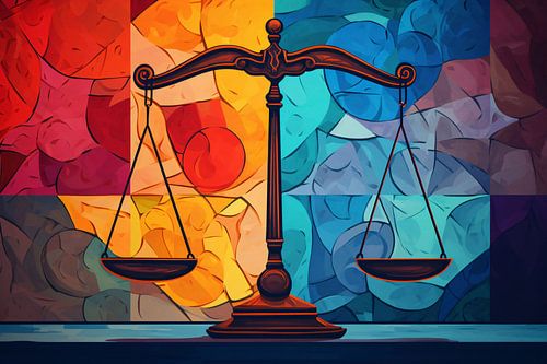 Minimalistische weegschaal in evenwicht