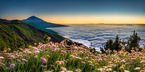 Tenerife in Spanje, kijkend naar de wolken net na zonsondergang.