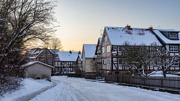 Herleshausen Fachwerkhäuser im Winter von Roland Brack