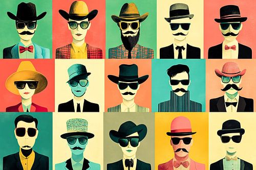 Mannen met snorren en hoeden