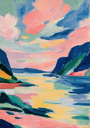 Noorse fjorden - Matisse stijl